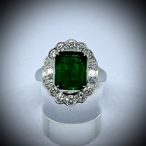 Art Deco Style Emerald and Diamond Ring